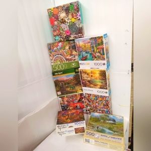 9 Puzzles Lot , 500 to 1000 Pieces ALL PIECES GUARANTEED